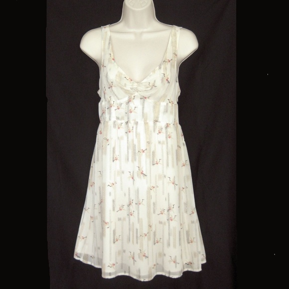 silence + noise Dress Asian Birds Cranes Open Back - Picture 8 of 8